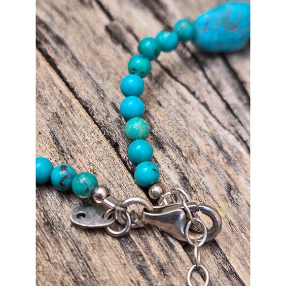 Vintage SX 925 Sterling Silver Thailand Graduated Turquoise Necklace 20" - Picture 8 of 10